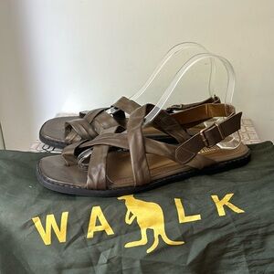 Brazilian Sidewalk Olivia Green Soft Leather Slingback Sandals Womens size 8.5/9